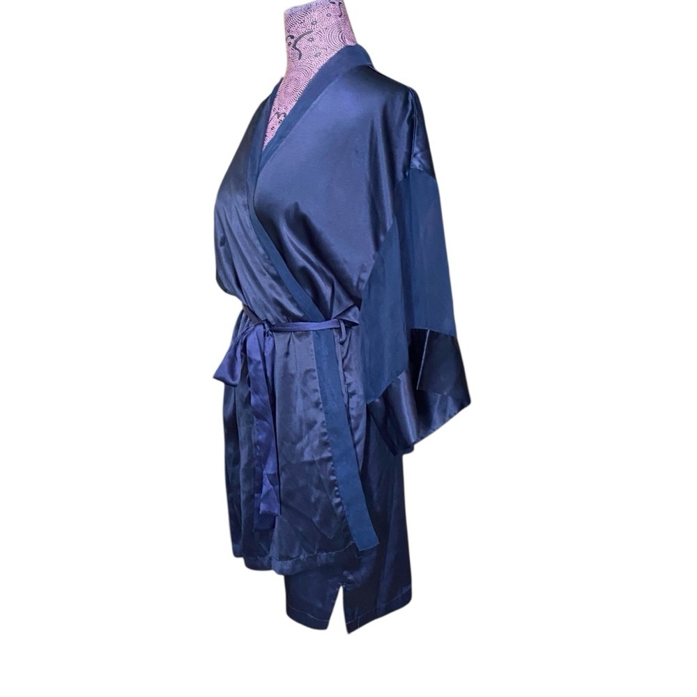 Victoria's Secret Navy Satin Robe Gold Label - Picture 2 of 6